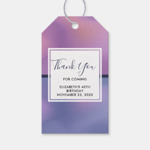 Moderne Paarse en roze zwenkende Abstracte Partij Cadeaulabel