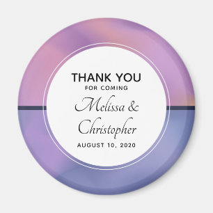 Moderne Paarse en roze zwevende Abstracte bruiloft Magneet