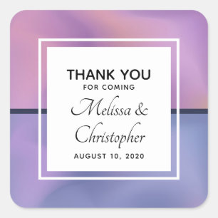 Moderne Paarse en roze zwevende Abstracte bruiloft Vierkante Sticker