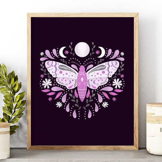Moderne Paarse En Witte Abstracte Mot Illustratie Poster