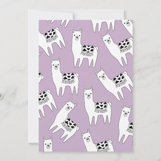 Moderne Paarse en witte Aztec Llamas Baby shower Kaart (Achterkant)