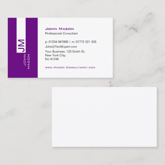 Moderne Paarse en witte consultant - Visitekaartje (Voorkant / Achterkant)