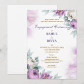 Moderne Paarse en witte eenvoudige bruiloft uitnod Feestdagenkaart (Voorkant / Achterkant)
