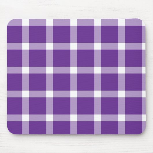 Moderne paarse en witte gingham geruite patroon muismat (Voorkant)