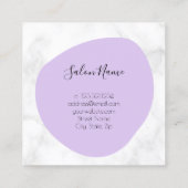 Moderne paarse en witte marmernagels vierkante visitekaartje (Achterkant)