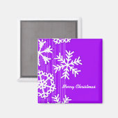 Moderne paarse en witte sneeuwvlokken voor kerstmi magneet (Voorkant / Achterkant)
