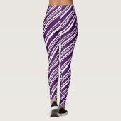 Moderne Paarse en witte Snoepjes Stripe Patroon Leggings (Achterkant)