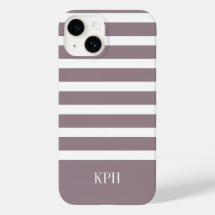 Moderne Paarse en witte streep met Monogram Case-Mate iPhone 14 Hoesje