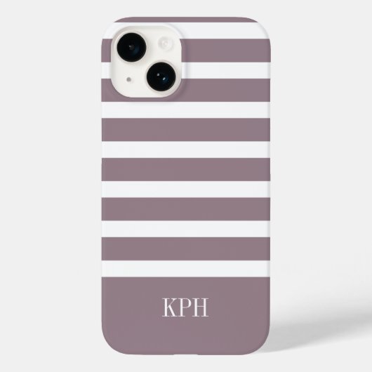 Moderne Paarse en witte streep met Monogram Case-Mate iPhone Case (Achterkant)