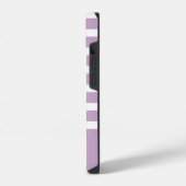 Moderne paarse en witte streep met monogram iPhone hoesje (Linkerkant)