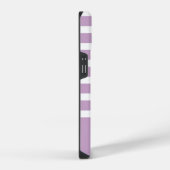 Moderne paarse en witte streep met monogram iPhone hoesje (Rechterkant)