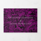 Moderne Paarse en zilveren fotobruiloft Drieluik Uitnodiging (Cover)
