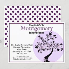 Moderne Paarse en Zwarte Boom Kunst Familie Reünie Kaart