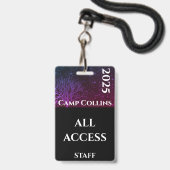 Moderne Paarse en Zwarte Rustieke Kamp Staf Badge (Voorzijde met lanyard)