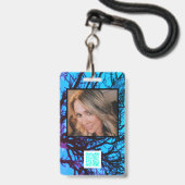 Moderne Paarse en Zwarte Rustieke Kamp Staf Badge (Achterkant met lanyard)