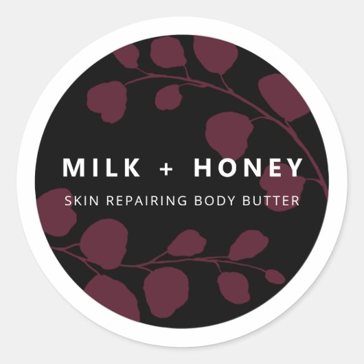 Moderne Paarse etiketten met botanische zwarte eti (Voorkant)