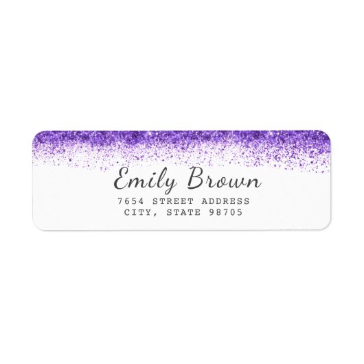 Moderne Paarse Faux Glitter Return Address Label (Voorkant)