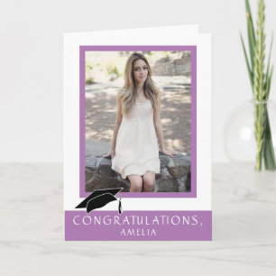 Moderne Paarse Felicitaties Afstudeerfoto Kaart