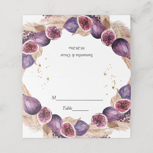 Moderne Paarse figuren en pampas- en goudvallen Plaatskaartje (Buitenkant ongevouwen)