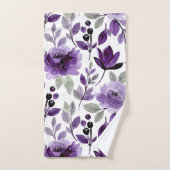 Moderne Paarse flora botanische Waterverf Bad Handdoek (Handdoek)