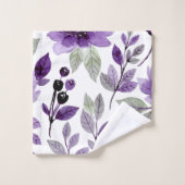 Moderne Paarse flora botanische Waterverf Bad Handdoek (Wasdoekje)
