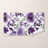 Moderne Paarse flora botanische Waterverf Bad Handdoek (Handdoek)