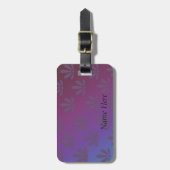 Moderne Paarse Floral Bagagelabel (Voorkant verticaal)