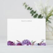 Moderne Paarse Floral Bedankkaart (Staand voorkant)