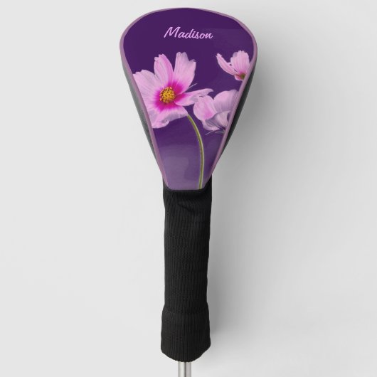 Moderne Paarse Floral - Gepersonaliseerde vrouwen Golfheadcover (Voorkant)