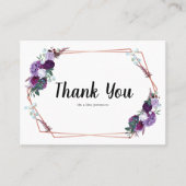 Moderne Paarse Floral Hartelijk dank Visitekaartje (Voorkant)