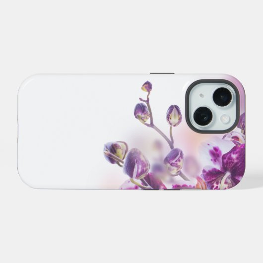 Moderne Paarse Floral iPhone 15 Case (Achterkant horizontaal)