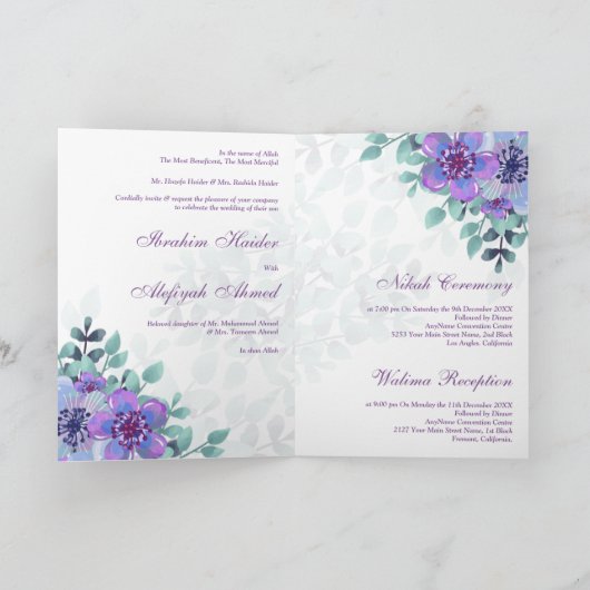 Moderne Paarse Floral islamitische bruiloft (Binnen)