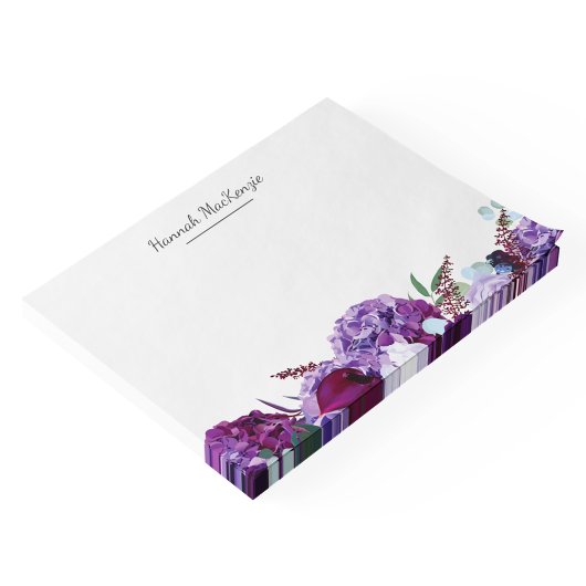 Moderne Paarse Floral Persoonlijke benaming Post-it® Notes