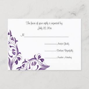 Moderne Paarse Floral RSVP Kaartje