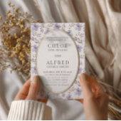 Moderne Paarse Floral Waterverf bruiloft Kaart