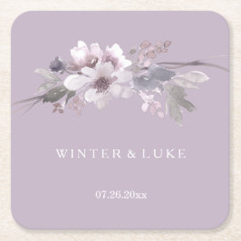 Moderne Paarse Floral Waterverf bruiloft Kartonnen Onderzetters