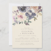 Moderne Paarse Floral Waterverf Elegant Wedding Kaart (Voorkant)