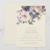 Moderne Paarse Floral Waterverf Elegant Wedding Kaart (Voorkant / Achterkant)