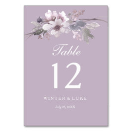 Moderne Paarse Floral Waterverf Wedding Table Kaar Kaart