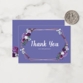 Moderne Paarse Floral Weddenschap Bedankt Modern Notitiekaartje (Voorkant / Achterkant in situ)