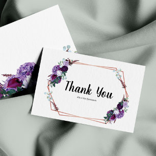 Moderne Paarse Floral Weddenschap Bedankt Modern Notitiekaartje