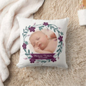 Moderne Paarse Floral Wreath Baby Foto Keepomwille Kussen (Deken)