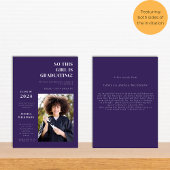 Moderne paarse foto college afstudeerfeest kaart