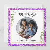 Moderne Paarse foto Eid Wenskaart voor Zuster Kaart (Voorkant)