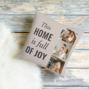 Moderne paarse foto- en familiefoto buitenkussen