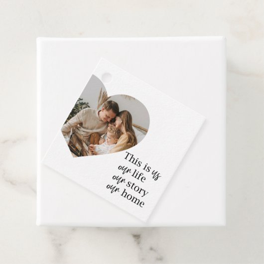 Moderne paarse foto- en familiefoto-cadeau bedankjes labels (In situ)