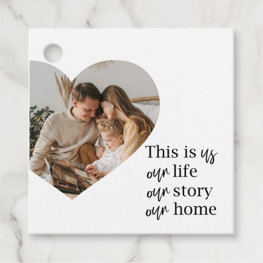 Moderne paarse foto- en familiefoto-cadeau bedankjes labels (Voorkant)