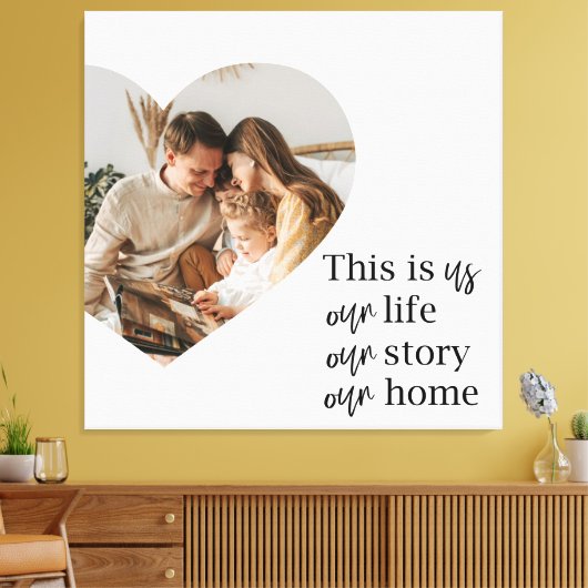 Moderne paarse foto- en familiefoto-cadeau canvas afdruk (Insitu (Woonkamer))