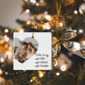 Moderne paarse foto- en familiefoto-cadeau keramisch ornament