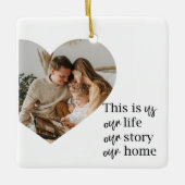 Moderne paarse foto- en familiefoto-cadeau keramisch ornament (Voorkant)